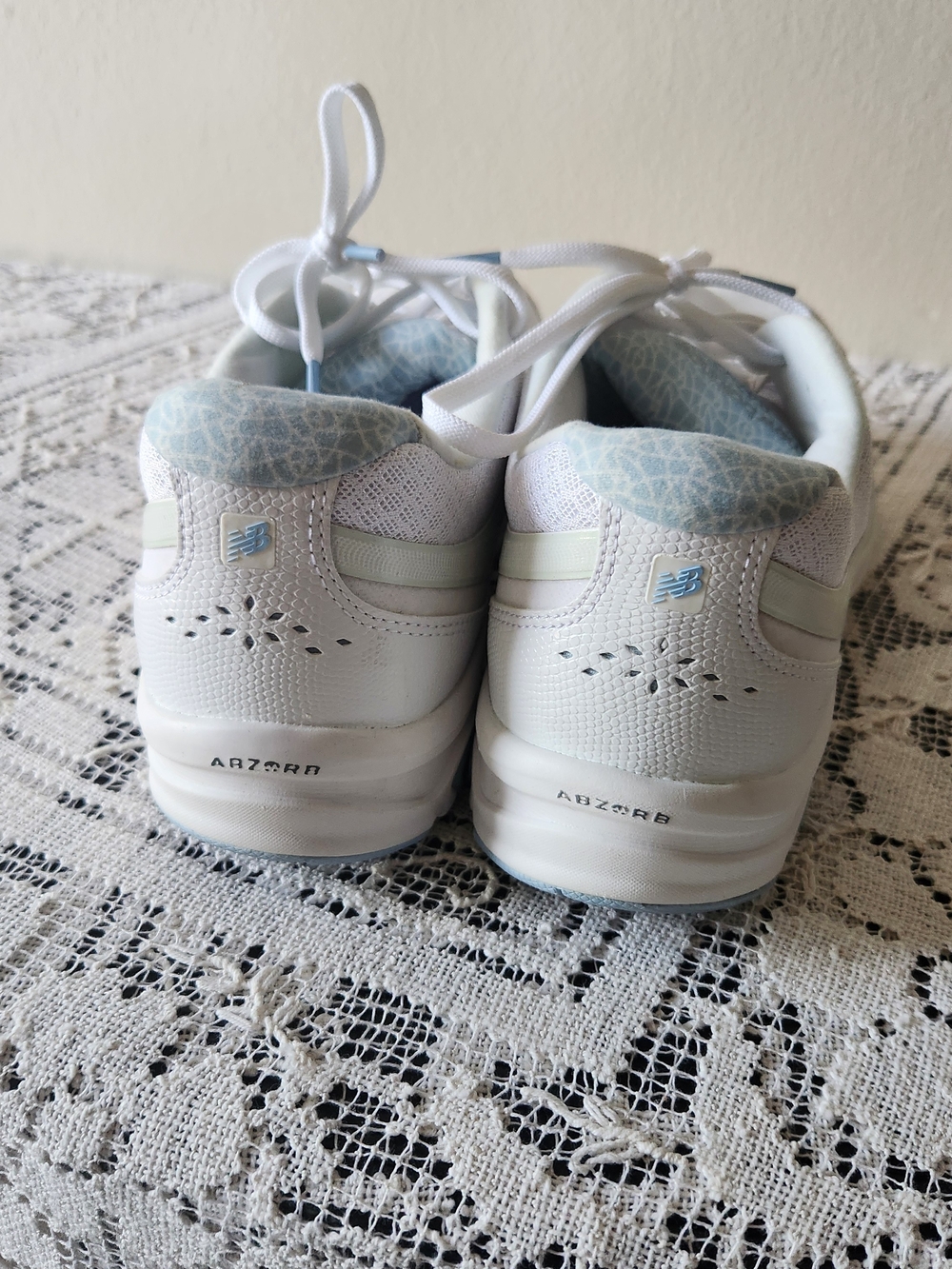 New Balance Women's White & Light Blue Walking Sneakers - Picture 3 of 6